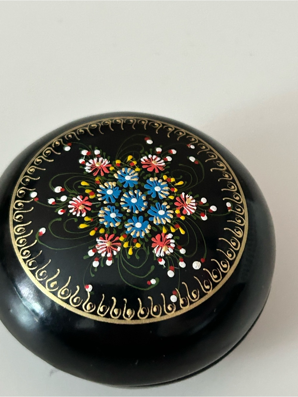 4/$50 Hand-Painted Black Floral Trinket Box